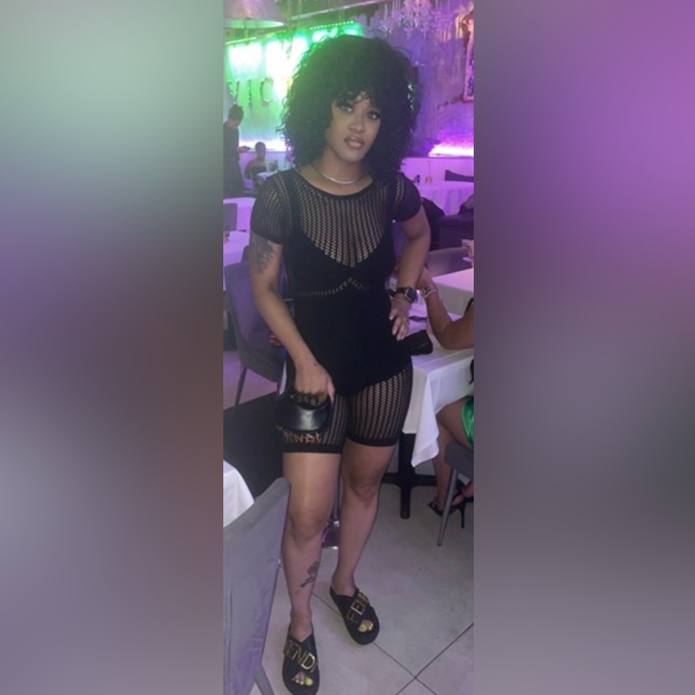 Hollowed Out Mesh Romper